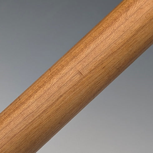 Vintage thick tan shaft pure silver round handle walking stick 86cm